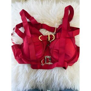 Honey Birdette Gia Red Bra 36DDD & Harness L Lingerie Set NWOT Rare Discontinued